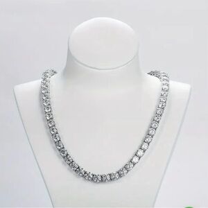 CERTIFIED Genuine Moissanite Diamond Tennis Necklace 925 Solid Sterling Silver